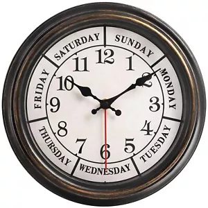 Reloj de Pared Retro 12 Pulgadas Reloj de Pared Clásico Día de la SemanaFácil de LeerSin Tic... - Imagen 1 de 8