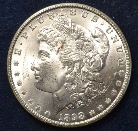 1898 O U.S Morgan Silver Dollar UNC BU From Old Roll Cover