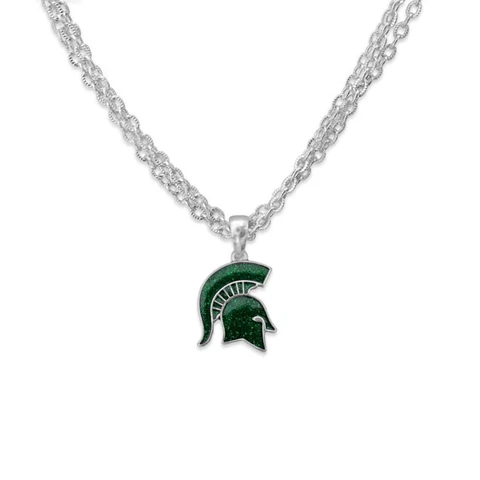 Michigan State Spartans Game Day Glitter Necklace Jewelry Gift Licensed MSU Cover