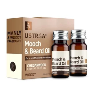 2X Ustraa Woody Mooch and Beard Oil - 35ml - Woody For An Instant Beard Makeover - Picture 1 of 8