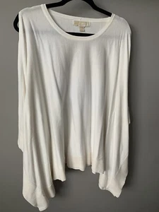 Michael Kors Drape Sweater Poncho Womens XL Off White Cold Shoulder Career - Picture 1 of 6