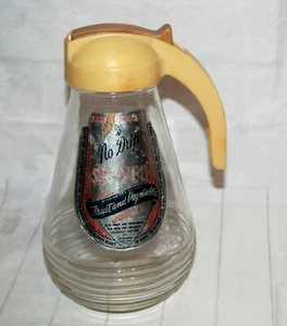 Vintage Glas No Drip Servierer für Säfte Sirup Spender mit Deckel Bauernhaus Display - Bild 1 von 9