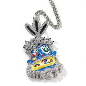 Hip Hop Colorful Enamel Pendant Necklace Jewelry Real Gold Plated Cool Men Gift - Picture 1 of 23