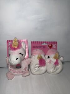 My 1st Valentine's Day Rattle Valentines Day Unicorn Plush Baby Rattle Bundle