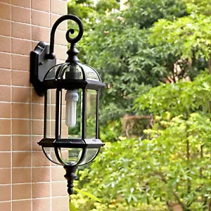 Antik Wandleuchte Wandlampe Glas Schwarz Wandlaterne Außenwandleuchte E27 Lampe - Bild 1 von 7
