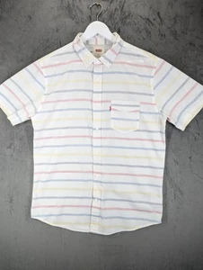 Levi's Shirt Men's Size Medium Short Sleeve Summer Cotton Mix Button Up Striped  - Imagen 1 de 7
