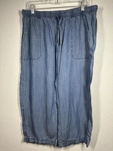 Splendid Pants Womens Large Chambray Blue Jogger Drawstring Elastic Cuff Hem - Picture 1 of 7