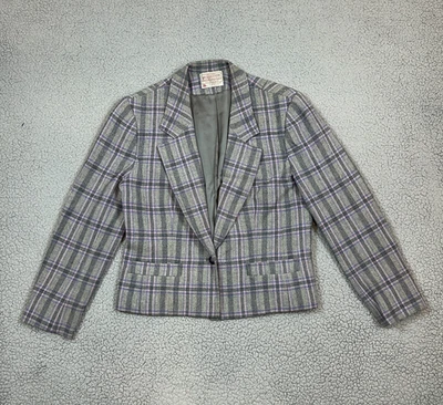 Pendleton Virgin Wool One Button Cropped Blazer Jacket Gray Size 12P Petite Work - Image 1 of 4