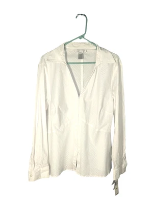Blusa social Nine West feminina branca manga longa gancho e olho nova com etiquetas 18W - Imagem 1 de 4