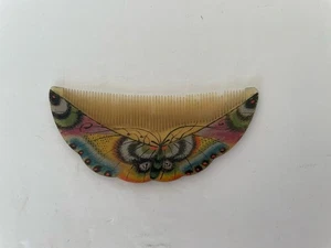 Antique Celluloid Painted Butterfly Comb Vanity Accessorie - Bild 1 von 5