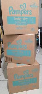 *NUEVO EN EMBALAJE ORIGINAL* Pañales secos para bebé Pampers, talla 1 (252 unidades) Foto 1 de 4