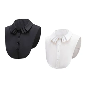 Chiffon Detachable Collar Lapel Collar Easy Wear Neck Collar For Office Outfit - Picture 1 of 10