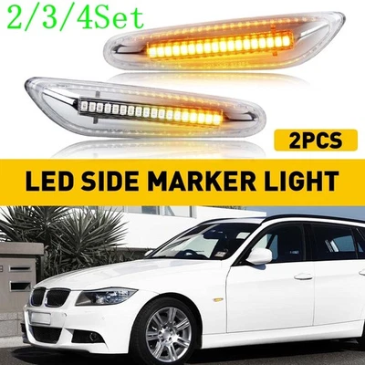 2/3Set желтый светодиодный прозрачный боковые габаритные огни подходит 2013-2015 BMW X1 E84 динамический - Изображение 1 из 4