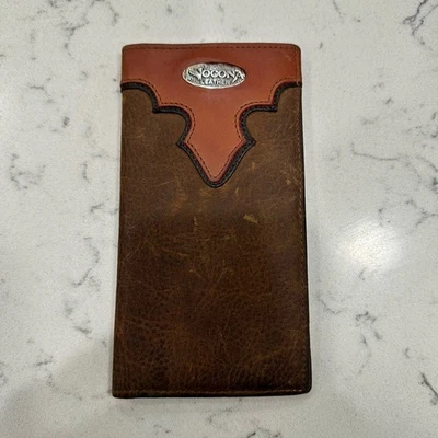 Бумажник вестерн Nocona мужской родео грубый с кожаным покрытием коричневый б/у - Изображение 1 из 4