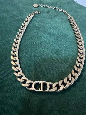 CHRISTIAN DIOR WCJ Choker CD Logo Gold Plate Cuban Chain Necklace - Image 1 of 4