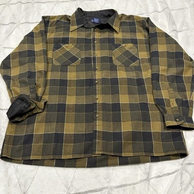 Винтажная тяжелая фланелевая рубашка John Blair мужская клетчатая коричневая размер 2XL TL осень - Изображение 1 из 4