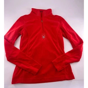 Spyder Sweatshirt Womens Size 6 Red Fleece Pullover Long Sleeve ¼ Zip Sports Act - Picture 1 of 7