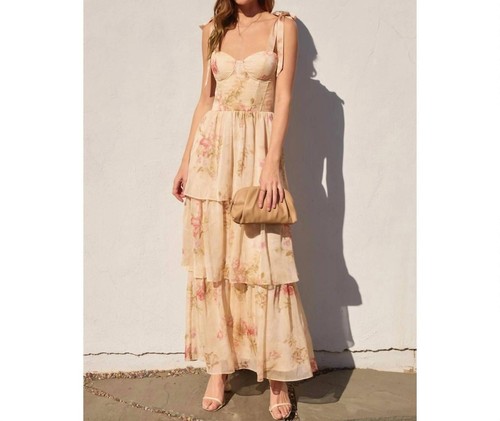 VALENTINO Abito Forum Have My Heart Corsetto Maxi Vestito a Strati Taglia L