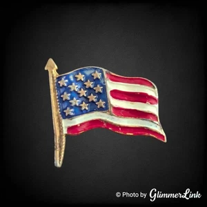 Antiguo Pin Bandera Americana - Esmalte Rojo Blanco y Azul Era Primera Guerra Mundial Prendedor Solapa Patriótica - Imagen 1 de 6