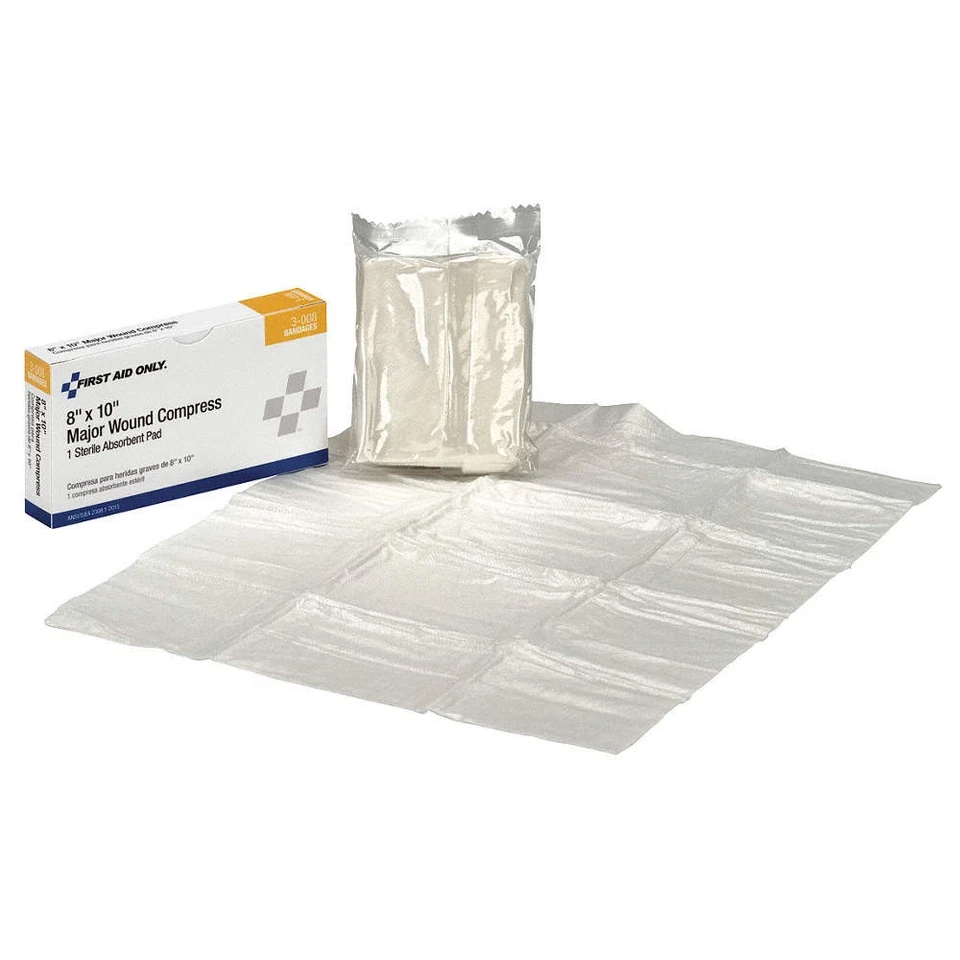 FIRST AID ONLY 3-008 Trauma Pad,White,10"L,8"W 39N971 - Image 1 of 1