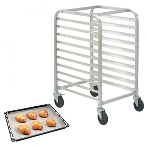 Commercial 10 Tier Aluminum Bun Pan Rack with Brake Wheels Mobile Storage for - Picture 1 of 7