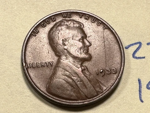 1933 1C BN Lincoln Cent WHEAT PENNY 2764N Cover