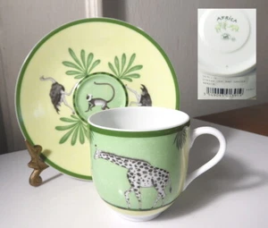 HERMES Porcelain, Paris, AFRICA GREEN Demitasse Cup & Saucer, New w/Tag - Picture 1 of 1