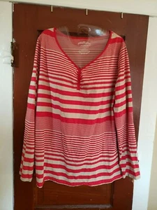 Camisa manga larga VENEZIA para mujer 14/16 roja beige a rayas algodón spandex - Imagen 1 de 5