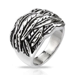 Anillo de acero inoxidable para hombre y mujer plata "plumas de viento" NUEVO -- JOYAS de COOLBODY - Imagen 1 de 1