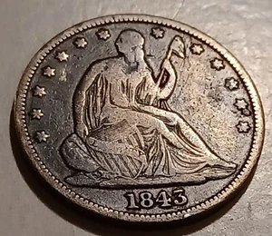 Choice Condition 1843 Seated Liberty Half Dollar Semi Key Date. - Picture 1 of 4
