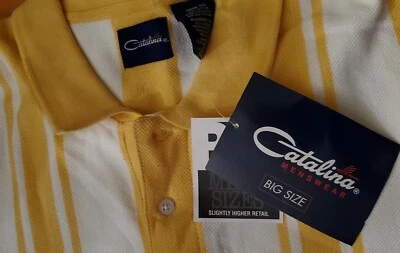 Polo de golf vintage Catalina para hombre 3XL rayas verdes SS 100 % algodón TOTALMENTE NUEVO Foto 1 de 4
