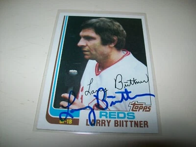 1982 TOPPS LARRY BIITTNER AUTOGRAPH SIGNED AUTO #159 CINCINNATI REDS - Image 1 of 2