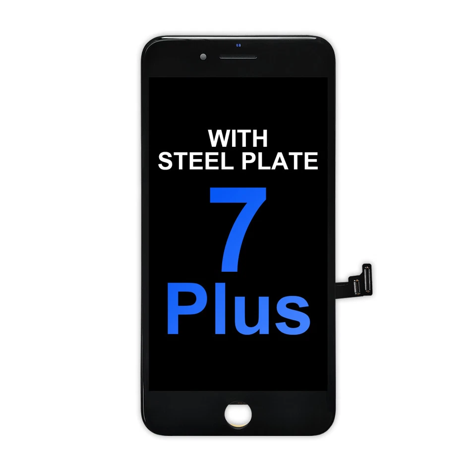 Tela LCD de reposição com placa de aço para iPhone 7 Plus - Preta com kit de ferramentas - Imagem 1 de 1