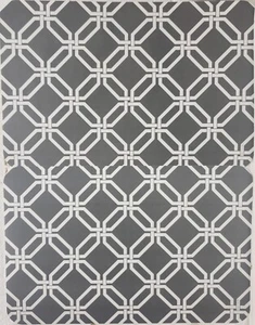 Set of 2 Non Clear Hard Plastic Placemats,12"x18",GRAY & WHITE LATTICE DESIGN,GR - Picture 1 of 24