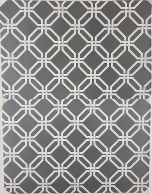 Set of 2 Non Clear Hard Plastic Placemats,12"x18",GRAY & WHITE LATTICE DESIGN,GR - Image 1 of 4