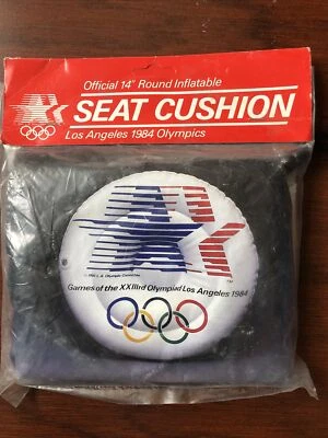 Vintage 1984 Olympics Los Angeles Official 14” Round Inflatable Seat Cushion USA - Image 1 of 4