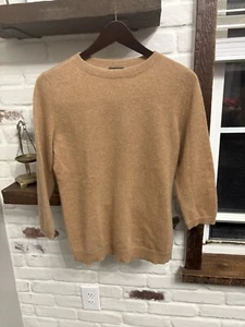 Haut pull femme Talbot’s pur cachemire camel petit moyen manches 3/4 doux - Photo 1/11