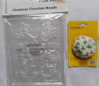 FOX RUN 2x Christmas Chocolate Moulds & 48x Cup Cake Patty Papers - Image 1 of 4