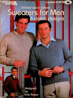 Sweaters For Men Set In Sleeve Knitting Patterns By Leisure Arts Foto 1 de 4
