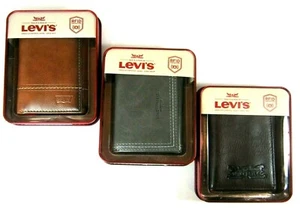 Portafoglio di sicurezza triplo da uomo in pelle Levi's blocco RFID colore a scelta stile - Foto 1 di 100