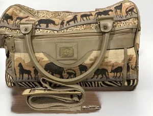 Safari Tapestry Overnight Weekender  Bag 18” Removable Strap Double Handles - Picture 1 of 6