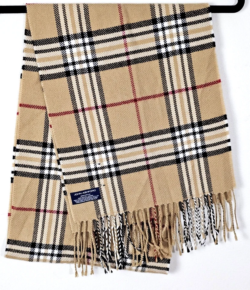 John Ashford Classic Plaid Preppy Scarf Fringe Wrap Around 100% Acrylic NWT - Image 1 of 4
