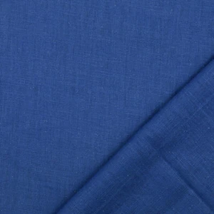 Royal Blue 100% Washed Linen Fabric Curtain Cushion Breathable Dress Material - Picture 1 of 3