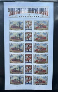 2019 #5378-5380 Transcontinental Railroad Forever Stamps Full Sheet Mint 150 Ann - Picture 1 of 2