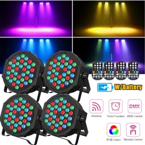 4-pack Rechargeable Par Lights RGB Wireless 36 LED Par Lights DJ Uplights Remote - Picture 1 of 14