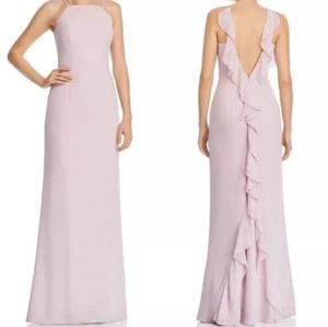 NWT Aidan Mattox Womens Pink Ruffled Halter Evening Dress Gown Size 0 BHFO1701 - Picture 1 of 5