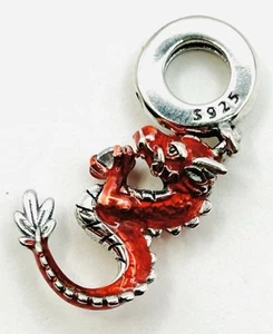 Colgante con dije de dragón rojo de plata de ley 925 para pulsera o collar - Imagen 1 de 5