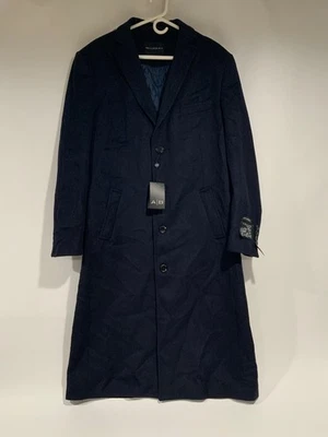 Arthur Black 42L Navy Full Length Single Breasted Wool Cashmere Overcoat Topcoat - Image 1 of 4