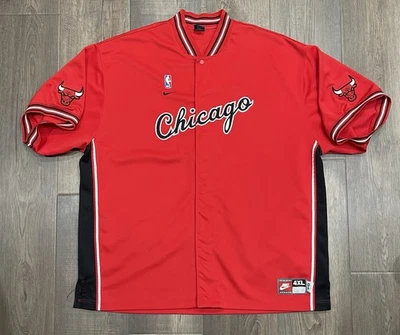 Vintage Nike Team Chicago Bulls Warm Up Shooting Button Up Shirt Jersey Mens 4XL - Image 1 of 4