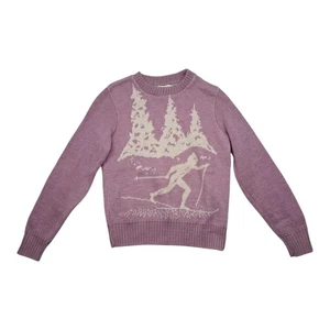 VTG Winona Knits Sweater Women's Medium Purple Lavender Ski 100% Pure Wool USA - Picture 1 of 8